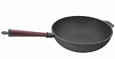Сковорода Вок с деревянной ручкой, чугун, P.L. Proff Cuisine (D=300 мм)
